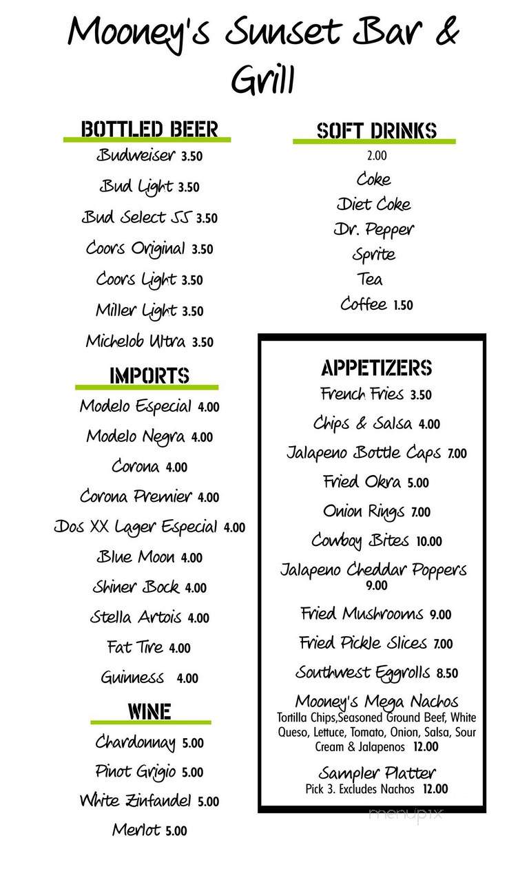 Mooney's Sunset Bar & Grill - Disney, OK