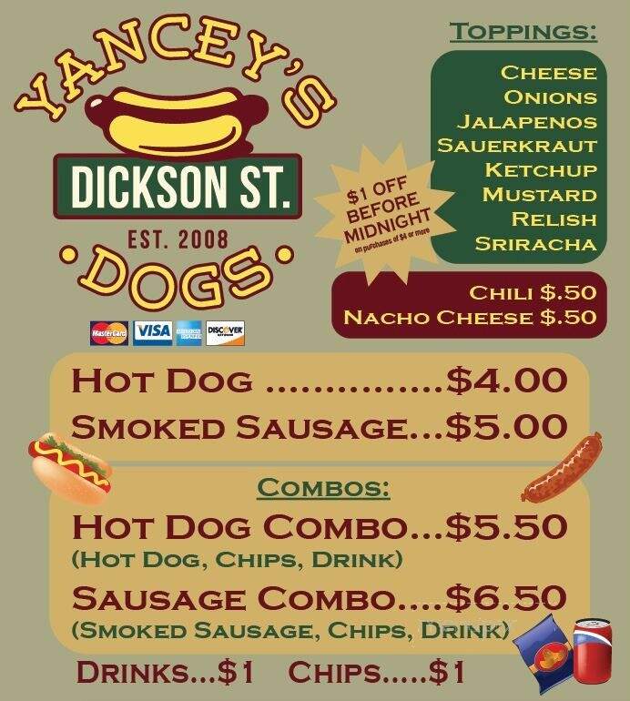 Yancey's Dickson Street Dogs - Fayetteville, AR