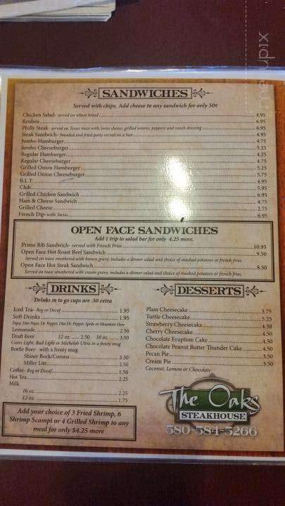 Oaks Steakhouse & Gifts - Broken Bow, OK